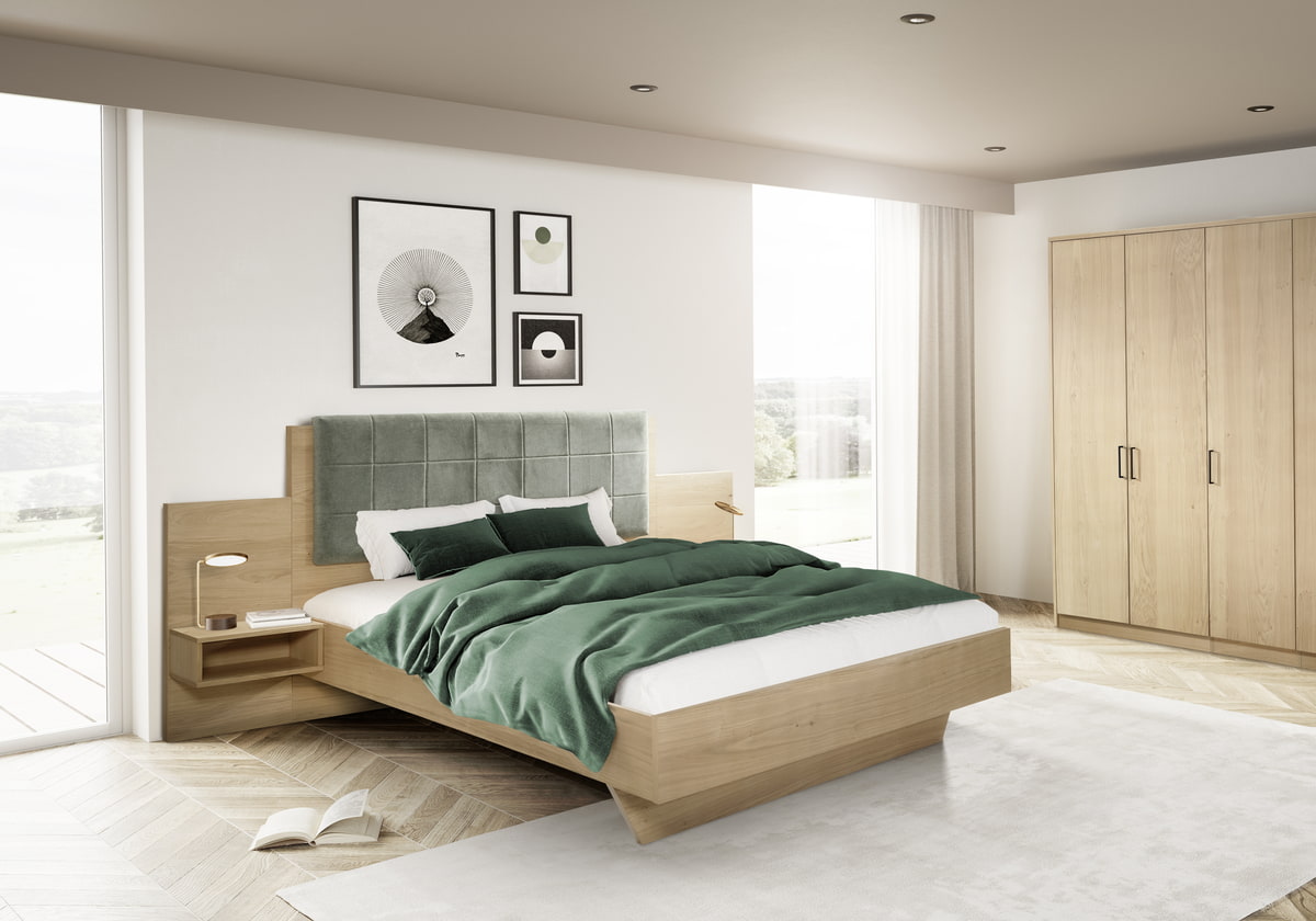 Hackl Lebensräume Schlafzimmer mit Doppelbett und Kleiderschrank